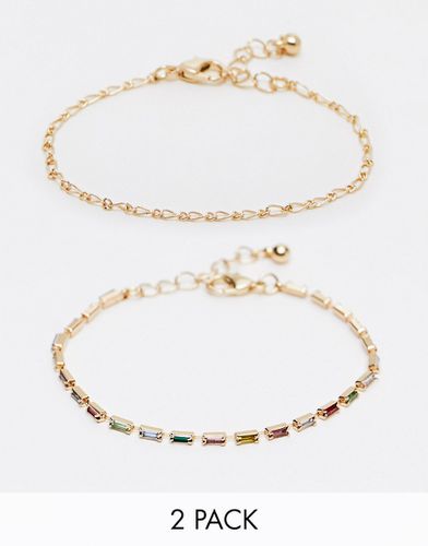 Lot de 2 bracelets avec cristaux baguette arc-en-ciel - Asos Design - Modalova