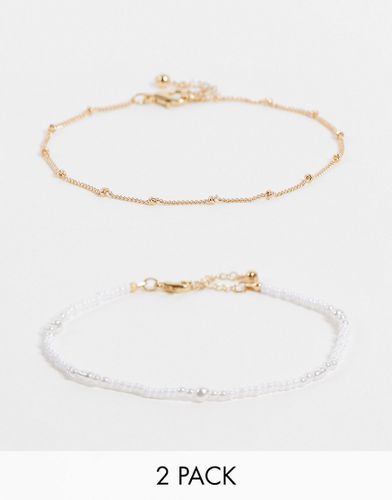 Lot de 2 bracelets de cheville avec chaînes et perles - Asos Design - Modalova