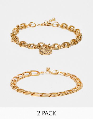 Lot de 2 bracelets de cheville avec pendentif pièce martelé style vintage - Asos Design - Modalova