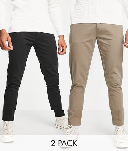 Lot de 2 pantalons chino ajustés - Marron délavé et noir - Économie - Asos Design - Modalova