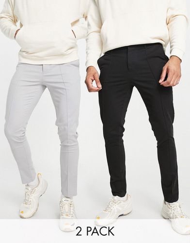 Lot de 2 pantalons chino skinny - Gris clair et noir - Économie - Asos Design - Modalova