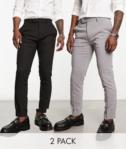 Lot de 2 pantalons ajustés - Noir et gris - Asos Design - Modalova