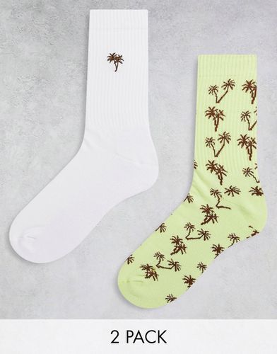 Lot de 2 paires de chaussettes avec imprimé palmiers - Asos Design - Modalova
