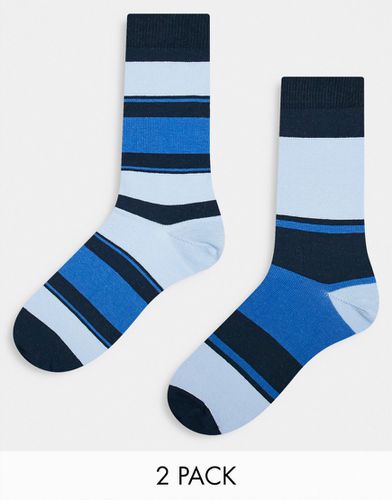Lot de 2 paires de chaussettes rayées - Bleu - Asos Design - Modalova