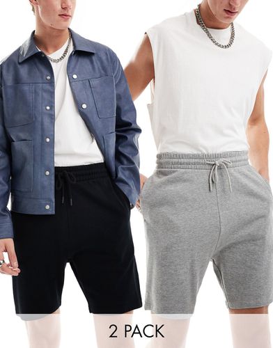 Lot de 2 shorts ajustés - Noir/gris chiné - Asos Design - Modalova