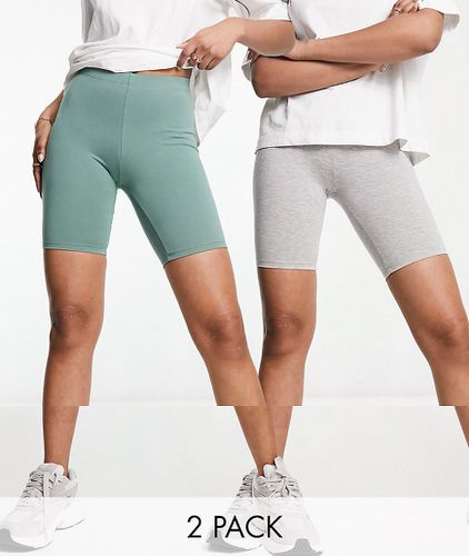 Lot de 2 shorts leggings basiques - Gris/kaki - Asos Design - Modalova