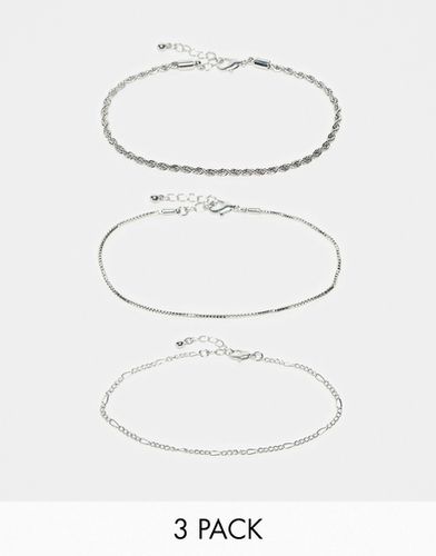 Lot de 3 bracelets de cheville à maillons variés - Asos Design - Modalova