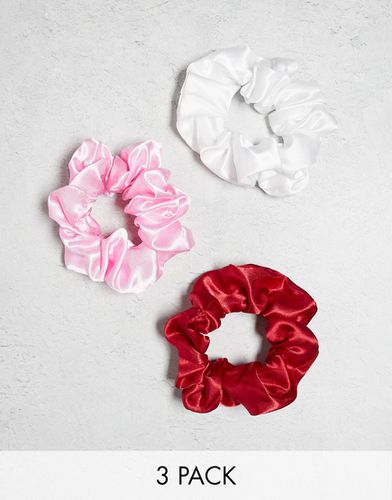 Lot de 3 chouchous en satin - Rouge, rose et blanc - Asos Design - Modalova