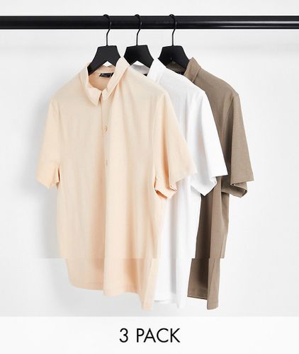 Lot de 3 chemises en jersey - Fauve, blanc et beige - Asos Design - Modalova