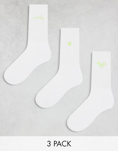 Lot de 3 paires de chaussettes avec broderie tennis - Asos Design - Modalova