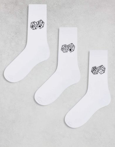 Lot de 3 paires de chaussettes avec dés brodés - Asos Design - Modalova