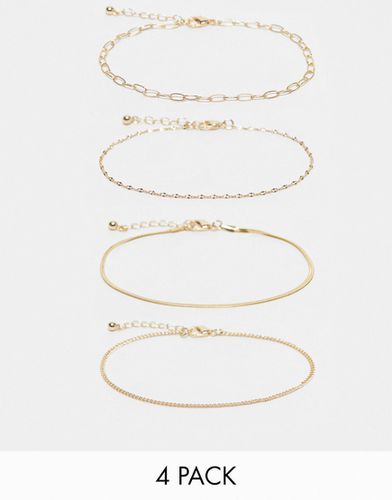 Lot de 4 bracelets de cheville avec chaînes - Asos Design - Modalova