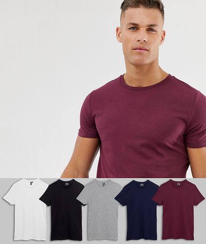 Lot de 5 t-shirts ras de cou - Économie - Asos Design - Modalova