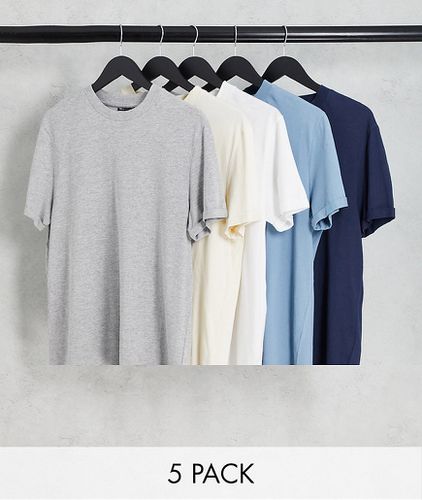 Lot de 5 t-shirts à manches retroussées - Multiples couleurs - Asos Design - Modalova