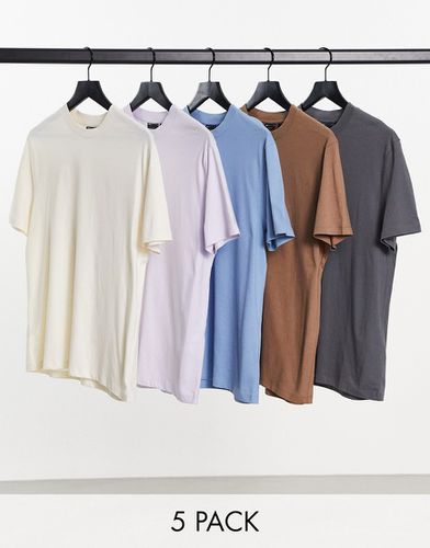 Lot de 5 t-shirts ras de cou - Multiples couleurs - Asos Design - Modalova