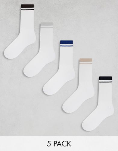 Lot de 5 paires de chaussettes à liseré coloré - Asos Design - Modalova