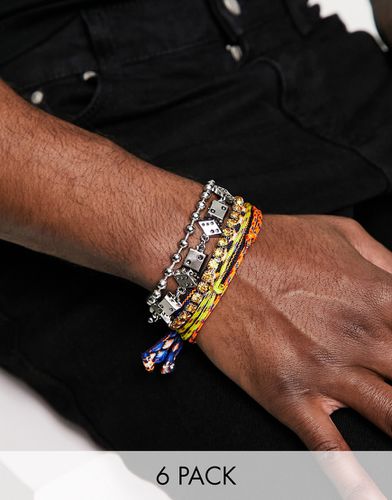 Lot de 6 bracelets de couleurs et de fabrications variées - Asos Design - Modalova