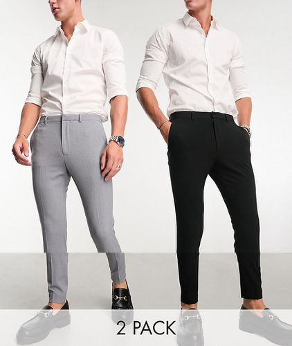 Lot de pantalons habillés super ajustés - Noir et gris - Asos Design - Modalova
