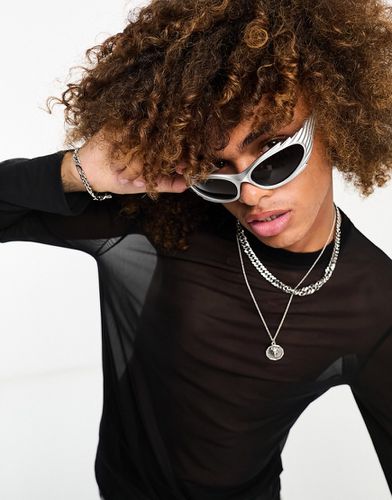 Lunettes de soleil enveloppantes style course avec monture à clous et verres fumés - Asos Design - Modalova