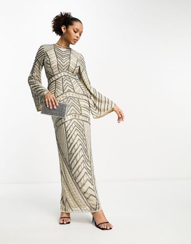 Modest - Robe longue à manches longues à chevrons et ornements - Taupe - Asos Design - Modalova