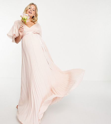 ASOS DESIGN Maternity - Demoiselle d'honneur - Robe longue plissée à manches évasées et liens croisés à la taille - Asos Maternity - Modalova