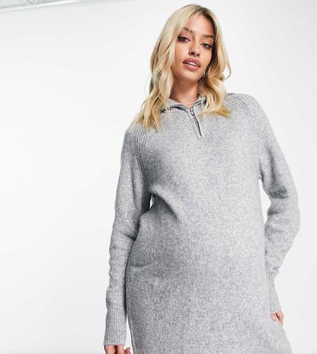 ASOS DESIGN Maternity - Robe courte en maille avec col zippé - chiné - Asos Maternity - Modalova