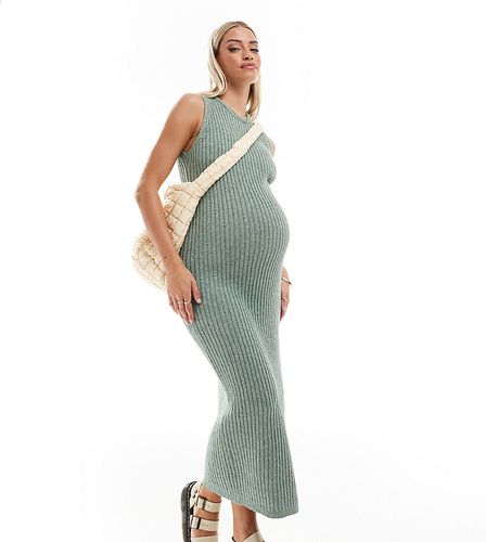 ASOS DESIGN Maternity - Robe colonne longueur mollet en maille bouclée texturée - Kaki - Asos Maternity - Modalova