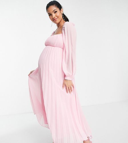 ASOS DESIGN Maternity - Robe patineuse mi-longue plissée à encolure carrée - pastel - Asos Maternity - Modalova