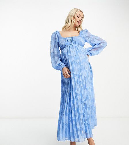 ASOS DESIGN Maternity - Robe plissée mi-longue en dévoré avec décolleté en caur - Bleuet - Asos Maternity - Modalova