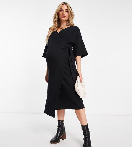 ASOS DESIGN Maternity - Robe pull portefeuille mi-longue ultra douce à ceinture - Asos Maternity - Modalova