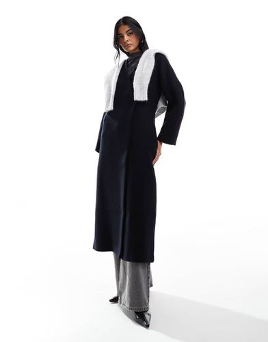 Manteau en laine sans col avec taille cintrée - Asos Design - Modalova