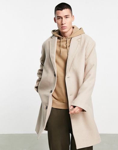 Manteau long décontractée en laine mélangée - Écru - ASOS DESIGN - Modalova