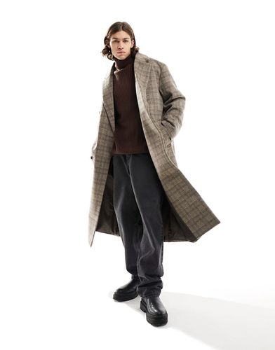 Manteau oversize en laine mélangée à carreaux - Beige - Asos Design - Modalova