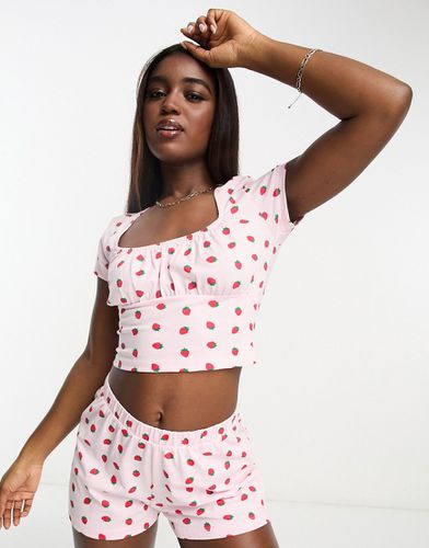 Mix & Match - Haut de pyjama à imprimé fraises - Asos Design - Modalova