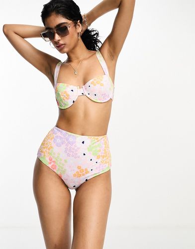 Mix and Match - Bas de bikini taille haute à petites fleurs - Pastel - Asos Design - Modalova