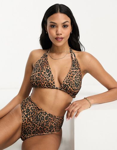 Mix and match - Haut de bikini triangle côtelé à imprimé léopard pour poitrines généreuses - Asos Design - Modalova