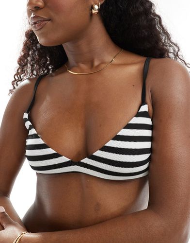Mix and Match - Haut de bikini crop top à rayures - Noir et blanc - Asos Design - Modalova