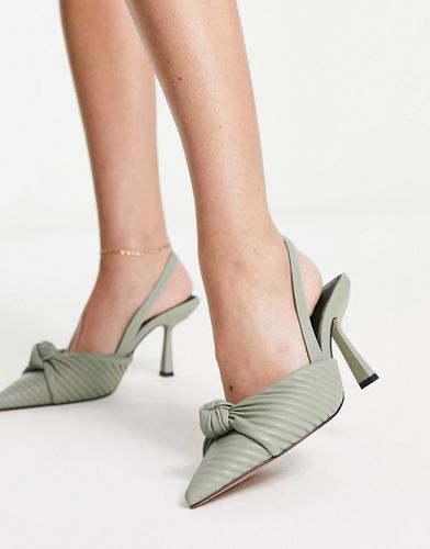 Soraya - Chaussures à talon mi-haut et bride arrière avec détail naud - sauge - Asos Design - Modalova