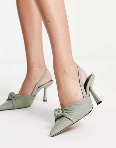 Soraya - Chaussures à talon mi-haut et bride arrière avec détail naud - sauge - Asos Design - Modalova