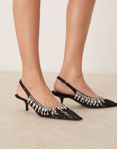 Sharper - Chaussures ornementées à petit talon avec bride arrière - dentelle - Asos Design - Modalova