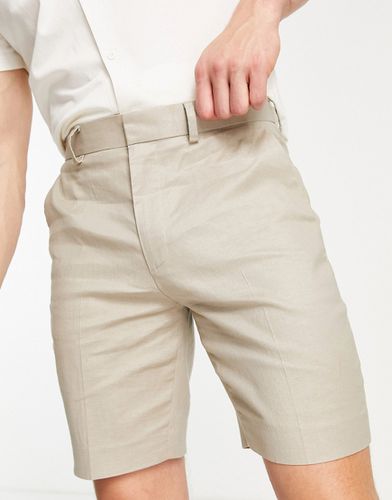 Short habillé skinny en lin mélangé - Taupe - Asos Design - Modalova
