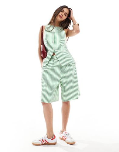 Short long ajusté taille haute d'ensemble à rayures - Vert - Asos Design - Modalova