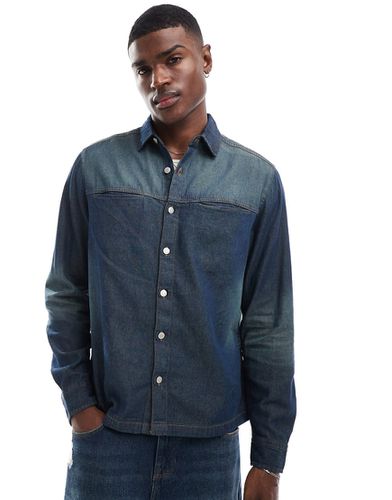 Surchemise courte en jean à détails délavés - foncé - Asos Design - Modalova