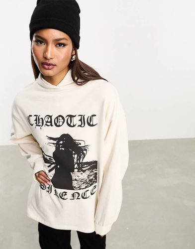 Sweat à capuche oversize avec imprimé graphique - Neutre - Asos Design - Modalova