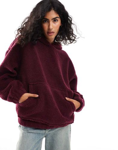 Sweat à capuche oversize imitation peau de mouton - Bordeaux - Asos Design - Modalova