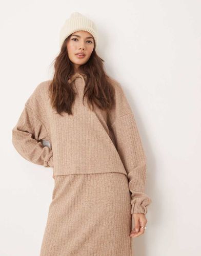 Sweat à capuche confort à larges côtes à assortir - Asos Design - Modalova