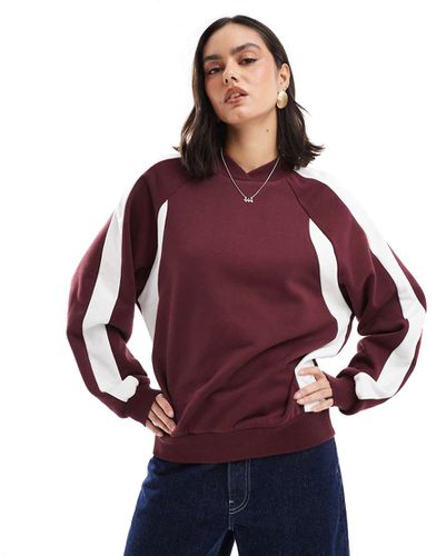 Sweat à col V et empiècements - Bordeaux - Asos Design - Modalova