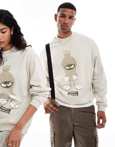 Sweat unisexe oversize à imprimé Looney Tunes Marvin Martian - Taupe - Asos Design - Modalova