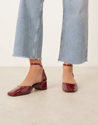 Sweet - Chaussures  talon carr mi-haut - Bordeaux verni - Asos Design - Modalova