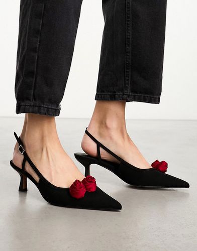 Sweetie-pie - Chaussures à talon mi-haut et bride arrière avec fleur - Asos Design - Modalova